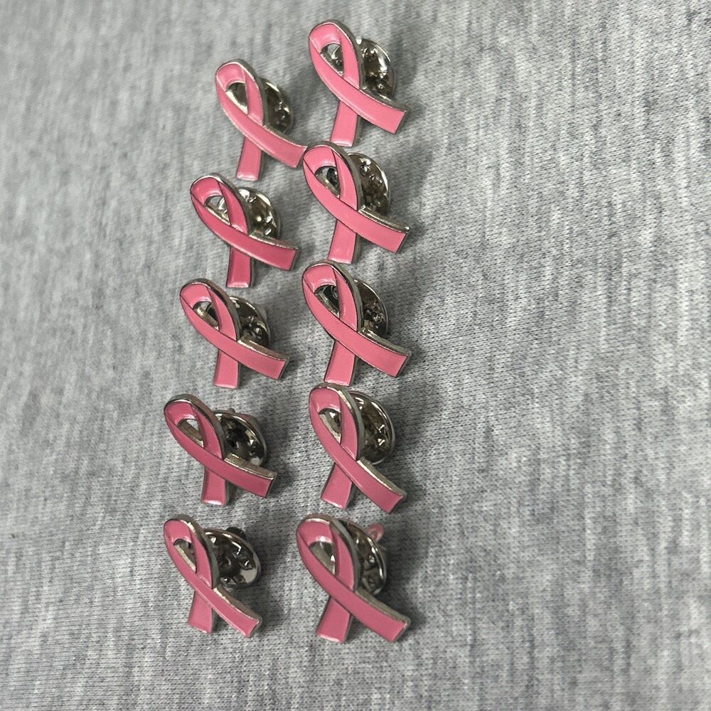 10 COUNT Pink Ribbon 3/5” Lapel Pins - Breast Cancer Awareness - Metal W/ Enamel - Picture 12 of 16